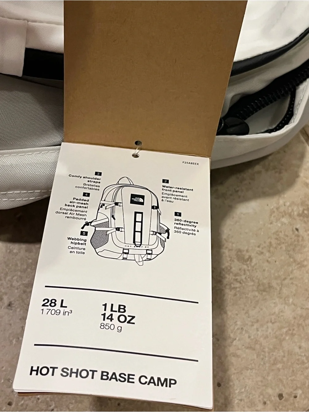 The North Face Hot Shot BC Base Camp Backpack White 28L Water Resistant $159 NEW